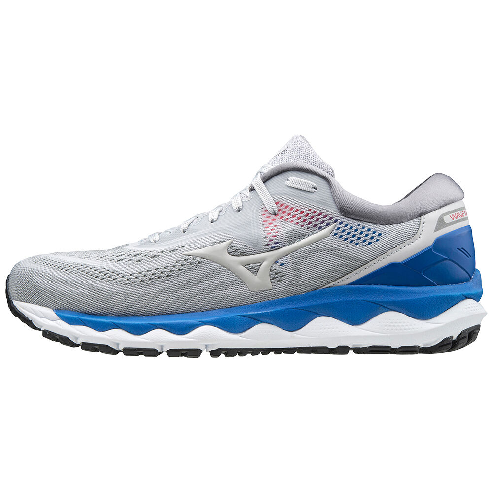 Panske Bezecke Topanky Mizuno Wave Sky 4 Siva/Modre Vypredaj FRGT97182